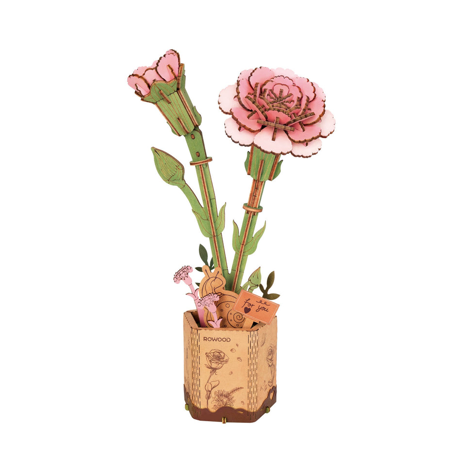 Pink Carnation Wooden Flower Puzzle