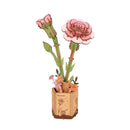 Pink Carnation Wooden Flower Puzzle