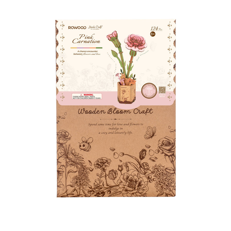 Pink Carnation Wooden Flower Puzzle
