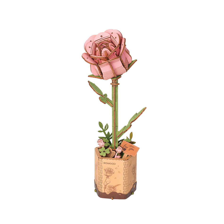 Pink Rose Wooden Flower Puzzle
