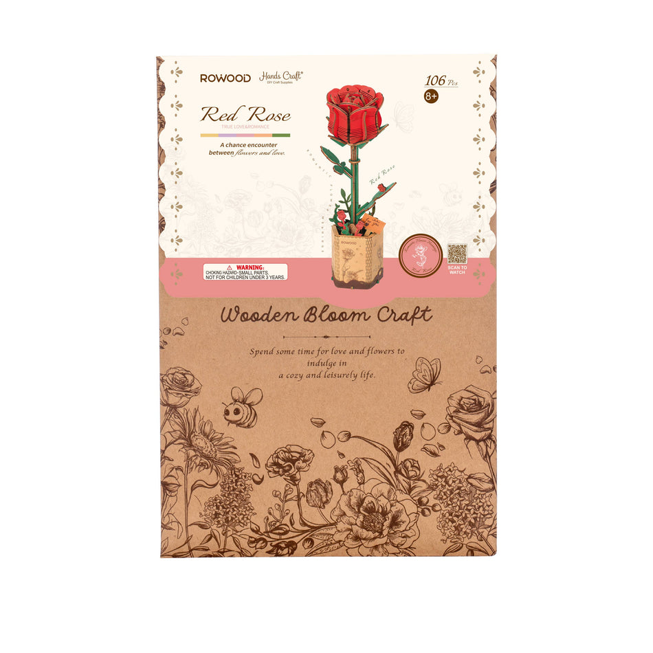 Red Rose Wooden Flower Puzzle