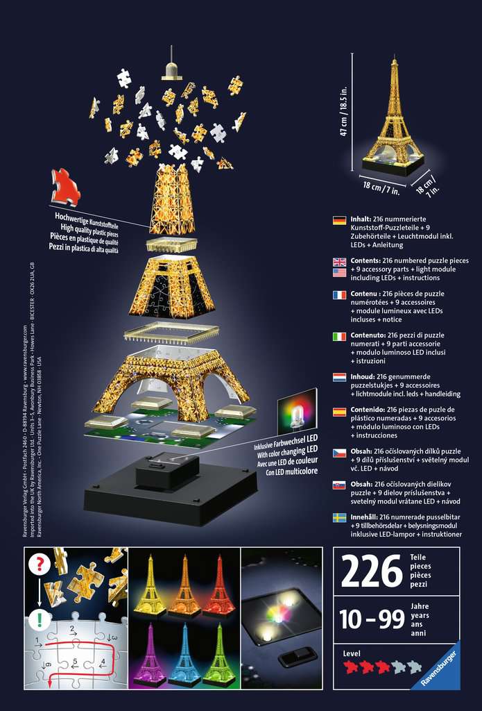 Ravensburger Eiffel Tower 3D Puzzle - Night Edition - At Play Toys