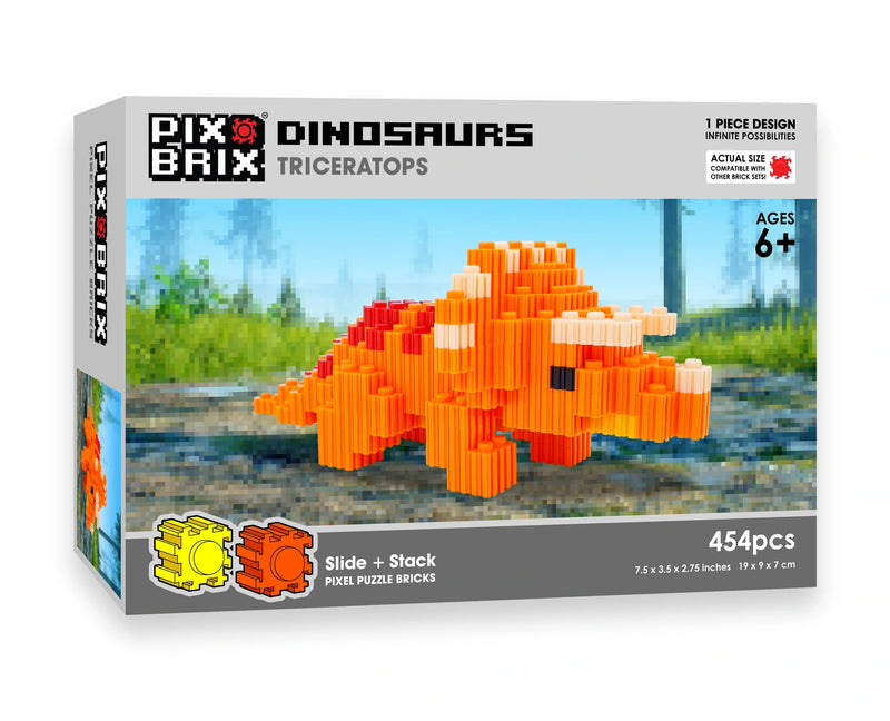Triceratops 8-bit Pixel Puzzle Kit - At Play Toys