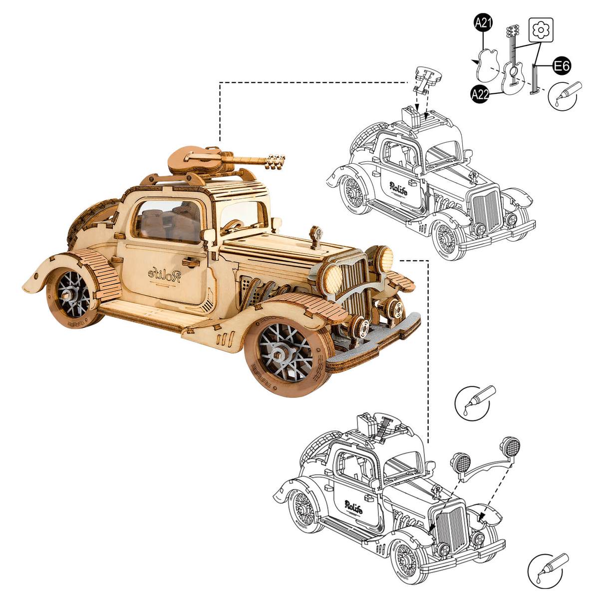 Vintage Car 3D Wood Puzzle - At Play Toys
